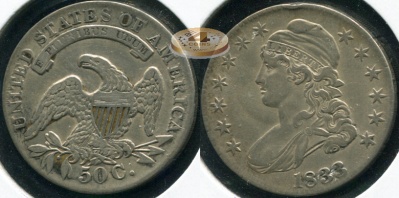 США. 1/2 доллара. 1833 (XF. Серебро)