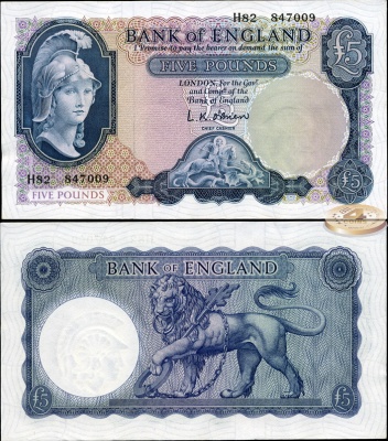 Великобритания. 5 фунтов (Unc) 1961-63