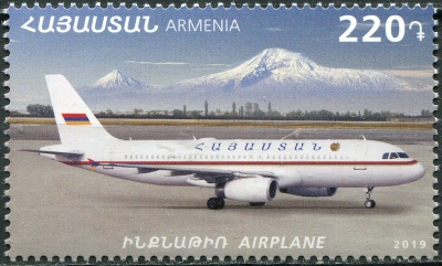 Армения. 2019. Транспортное средство. Самолет (Почтовая марка. MNH OG)