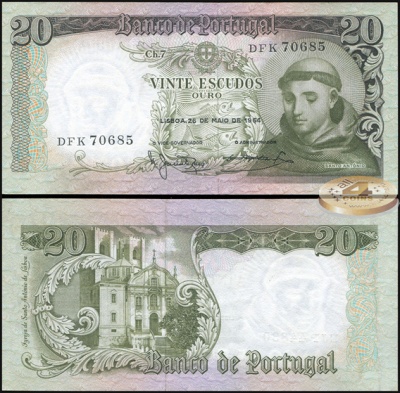 Португалия. 20 эскудо (Unc) 1964