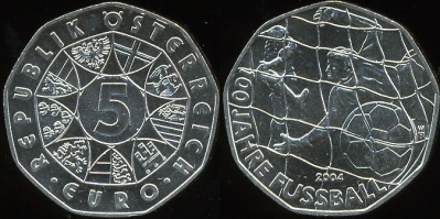 Австрия. 5 евро. 2004 (Unc. Серебро)