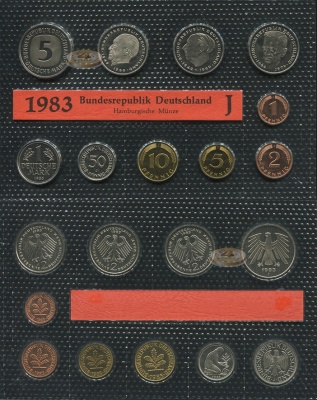 Германия (ФРГ). Официальный набор (Unc. 10 монет) 1983.J
