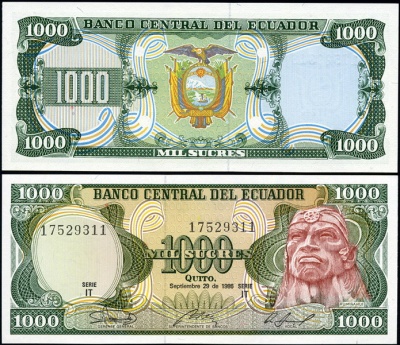 Эквадор. 1000 сукре (Unc) 1986