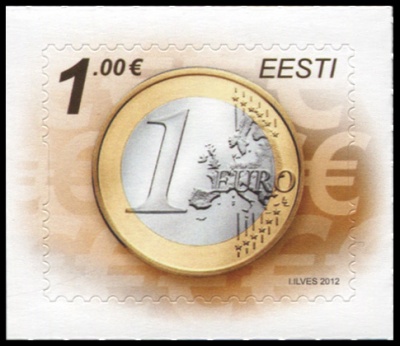 Эстония. 2012. Евро-марка. 1 евро (Почтовая марка. MNH OG)