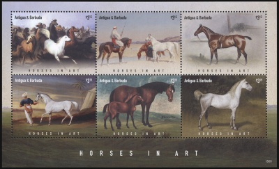 Антигуа и Барбуда. 2015. Лошади в живописи 2 (М.Лист. MNH OG)