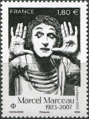 Франция. 2023. 100-летие со дня рождения Марселя Марсо, мима (Почтовая марка. MNH OG)