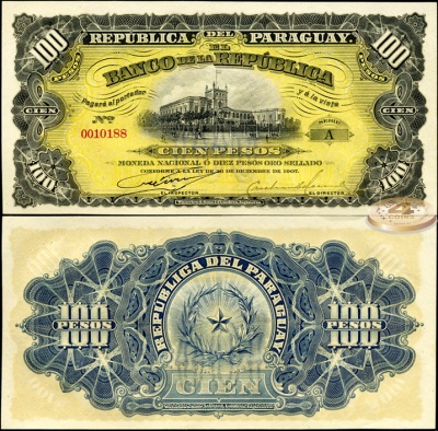 Парагвай. 100 песо (Unc) 1907