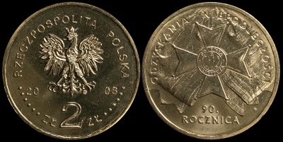 Польша. 2 злотых. 2008 (Unc) 90-летие восстановления независимости