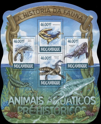 Мозамбик. 2015. Доисторические водные животные. Выпуск 1 (Блок. MNH OG)