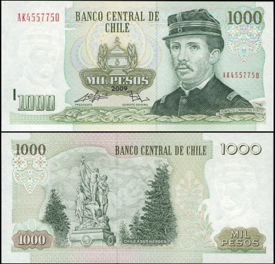 Чили. Банкнота 1000 песо. 2009. Unc. Бумага. Кат# P.154ff