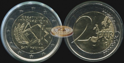 Сан Марино. 2 евро. 2009 (BU. Биметалл. Буклет)