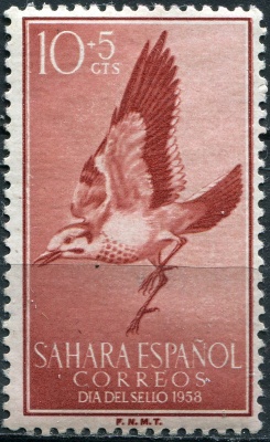 Испанская Сахара. 1958. Большой удодовый жаворонок (Alaemon alaudipes) (Почтовая марка. MNH OG)
