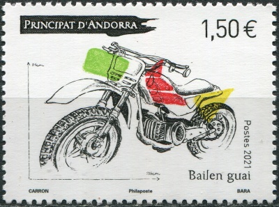 Андорра Французская. 2021. Мотоциклы: Bailen Guai (1960) (Почтовая марка. MNH OG)