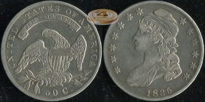 США. 1/2 доллара. 1835 (VF. Серебро)