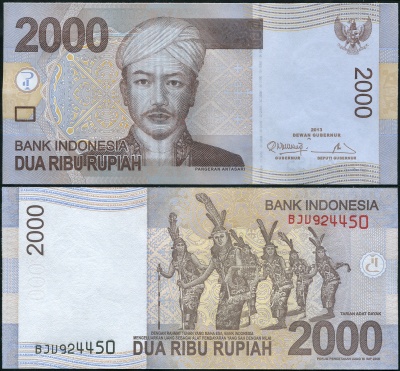 Индонезия Банкнота 2000 рупий 2013/2009 Unc Бумага Кат# P.148e