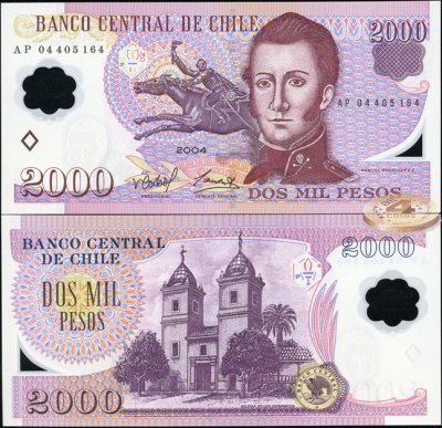 Чили. 2000 песо (Unc. Пластик) 2004