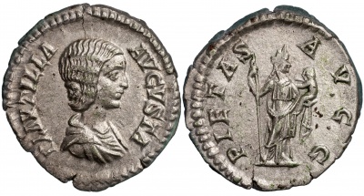 Римская империя. Плавцилла [жена Каракаллы]. Денарий. aUnc серебро. 202-205 Рим