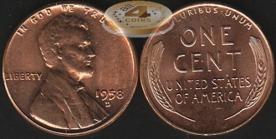 США. 1 цент. 1958.D (Unc)