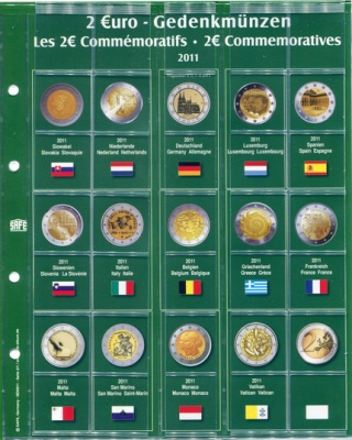 Лист ARTline/Premium для монет 2-евро 2011 года [1 шт] Оптима (SAFE)