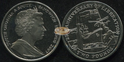 Южная Георгия и Южные Сандвичевы о-ва. 2 фунта. 2007 (Unc)