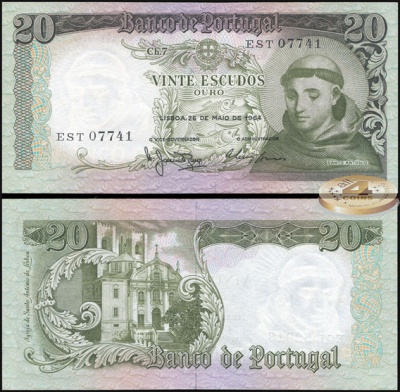 Португалия. 20 эскудо (Unc) 1964