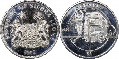 Сьерра-Леоне. Монета 1 доллар. 2012 (KM#376. Unc) Прыжки в высоту с шестом
