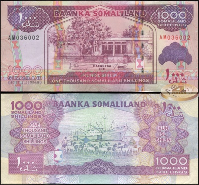 Сомалиленд. Банкнота 1000 шиллингов. 2011. Unc. Бумага. Кат.# P.20a