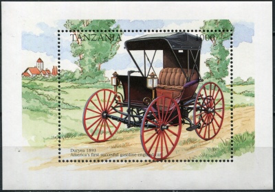 Танзания. 1998. Бензиновый автомобиль Duryea (1893) (Блок. MNH OG)