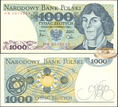 Польша. 1000 злотых (Unc) 1982