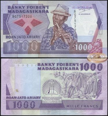 Мадагаскар. 1000 франков (Unc) 1993