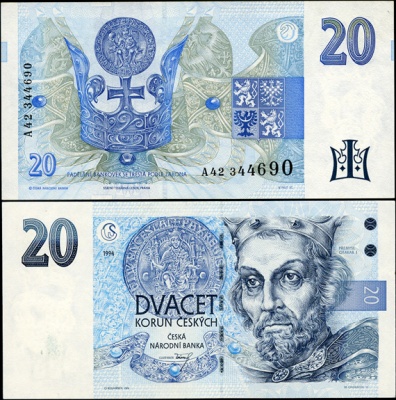 Чешская республика. 20 крон (Unc) 1994