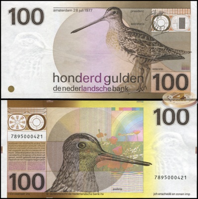 Нидерланды. 100 гульденов (Unc) 1977