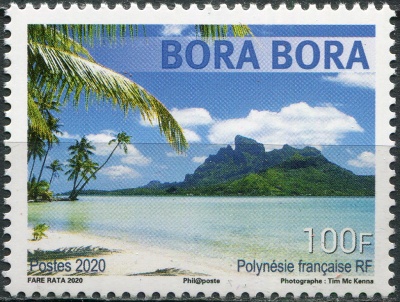 Французская Полинезия. 2020. Вид на острова. Бора-Бора (Почтовая марка. MNH OG)