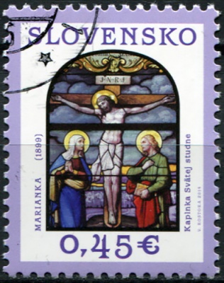 Словакия. 2014. Витражи. Пасха. Распятие (Почтовая марка. CTO Гашеная)