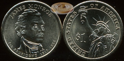 США. 1 доллар. 2008.D (Unc) Джеймс Монро