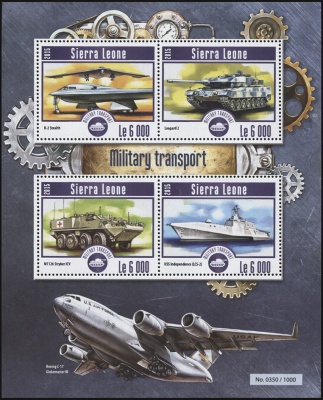 Сьерра Леоне. 2015. Военный транспорт. Выпуск 1 (Блок. MNH OG)