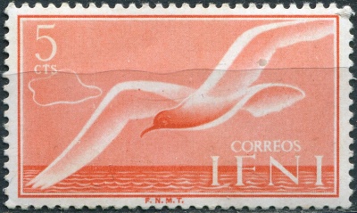 Ифни. 1954. Черноголовая чайка (Larus melanocephalus) (Почтовая марка. MNH OG)