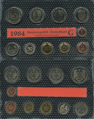 Германия (ФРГ). Официальный набор (Unc. 10 монет) 1984.G