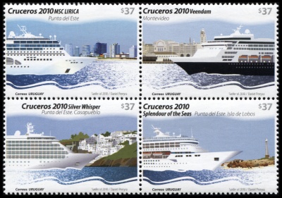 Уругвай. 2010. Круизные лайнеры 2010 (Квартблок. MNH OG)