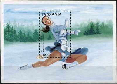 Танзания. 1997. Зимняя Олимпиада, Нагано 1998: Барбара Анн Скотт (Блок. MNH OG)