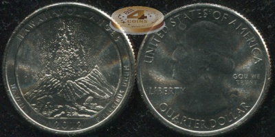 США. Монета 25 центов [Квотер]. 2012.P (KM#522. Unc) Hawaii Voclanoes [Hawaii]
