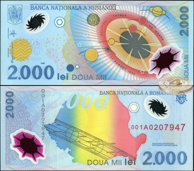 Румыния. 2000 лей (Unc. Пластик) 1999