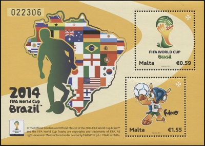 Мальта. 2014. Чемпионат мира по футболу в Бразилии. 2014 (М.Лист. MNH OG)