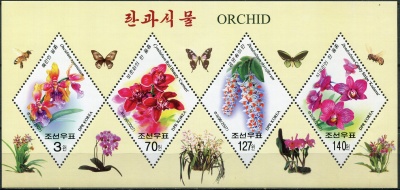 КНДР. 2007. Орхидеи (Малый лист. MNH OG)
