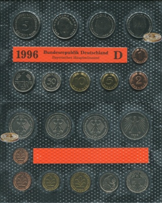 Германия (ФРГ). Официальный набор (Unc. 10 монет) 1996.D