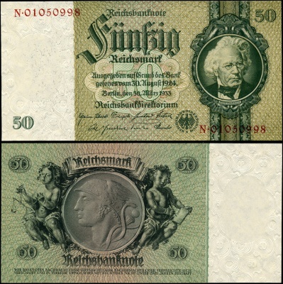 Германия (3 рейх). 50 рейхсмарок (Unc) 1933