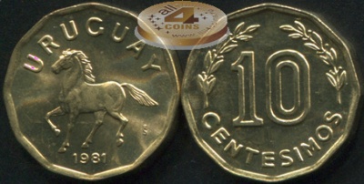 Уругвай. 10 центезимо. 1981 (Unc)