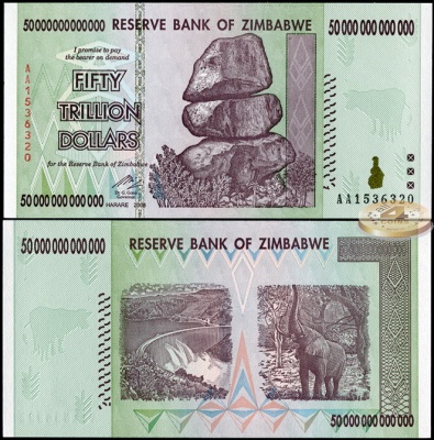 Зимбабве. 50.000.000.000.000 долларов (Unc) 2009