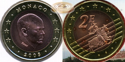 Монако. 2 евро. 2005 (Unc. буклет, проба)