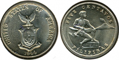 Филиппины. 5 центаво. 1944 (Unc)